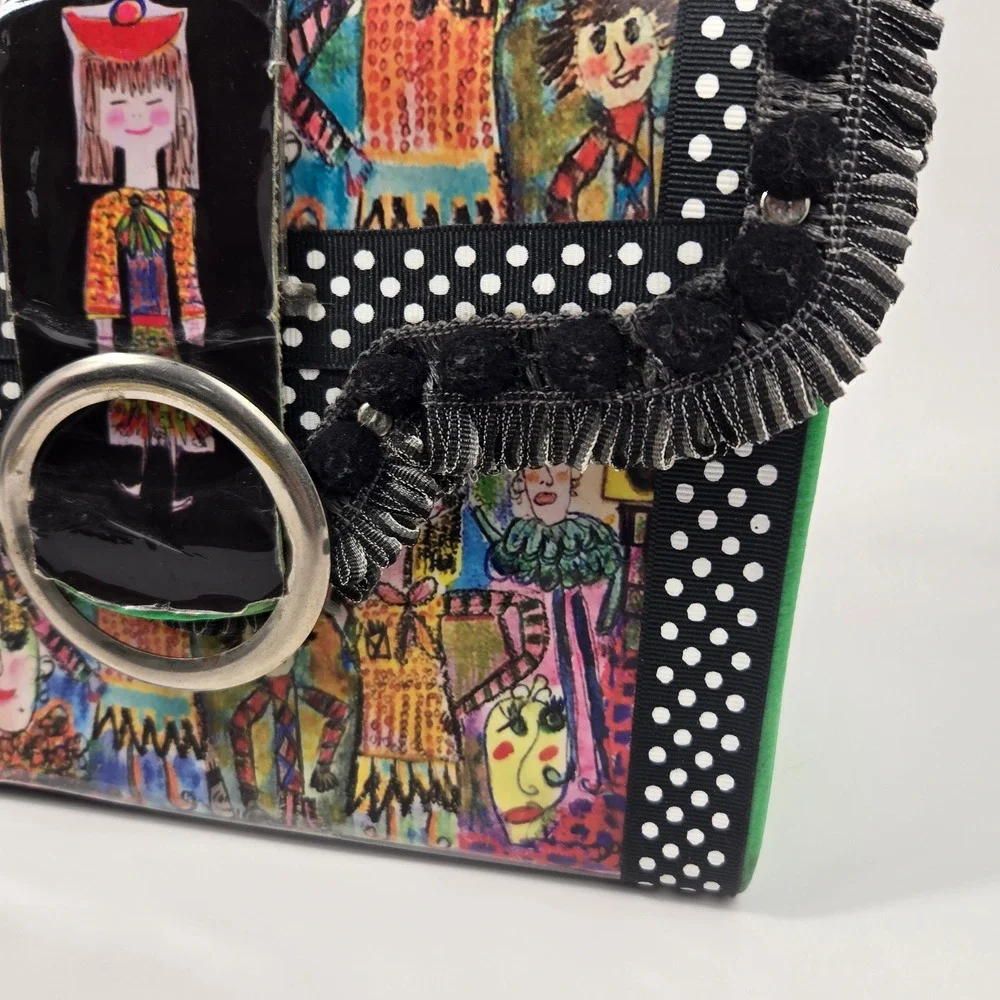 Dorie Jane Handbag Retro Remix Dorie Fans Pop Art Vintage Box Pursen Black White